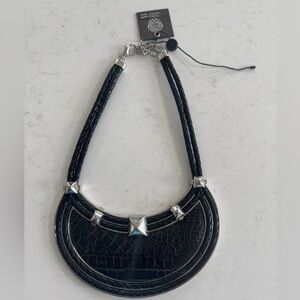 Vince Camuto Charlie Black and Silver Statement Necklace